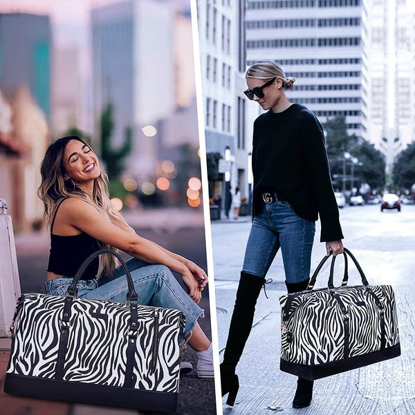 Zebra Stripe Travel Duffel Bag For Ladies